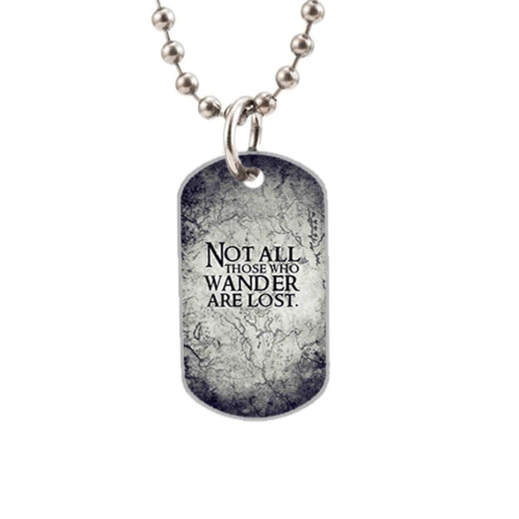Not All Those Who Wander Are Lost Custom Unique Aluminum Oval Dog Tag Id Pendant Necklace Ball Chain