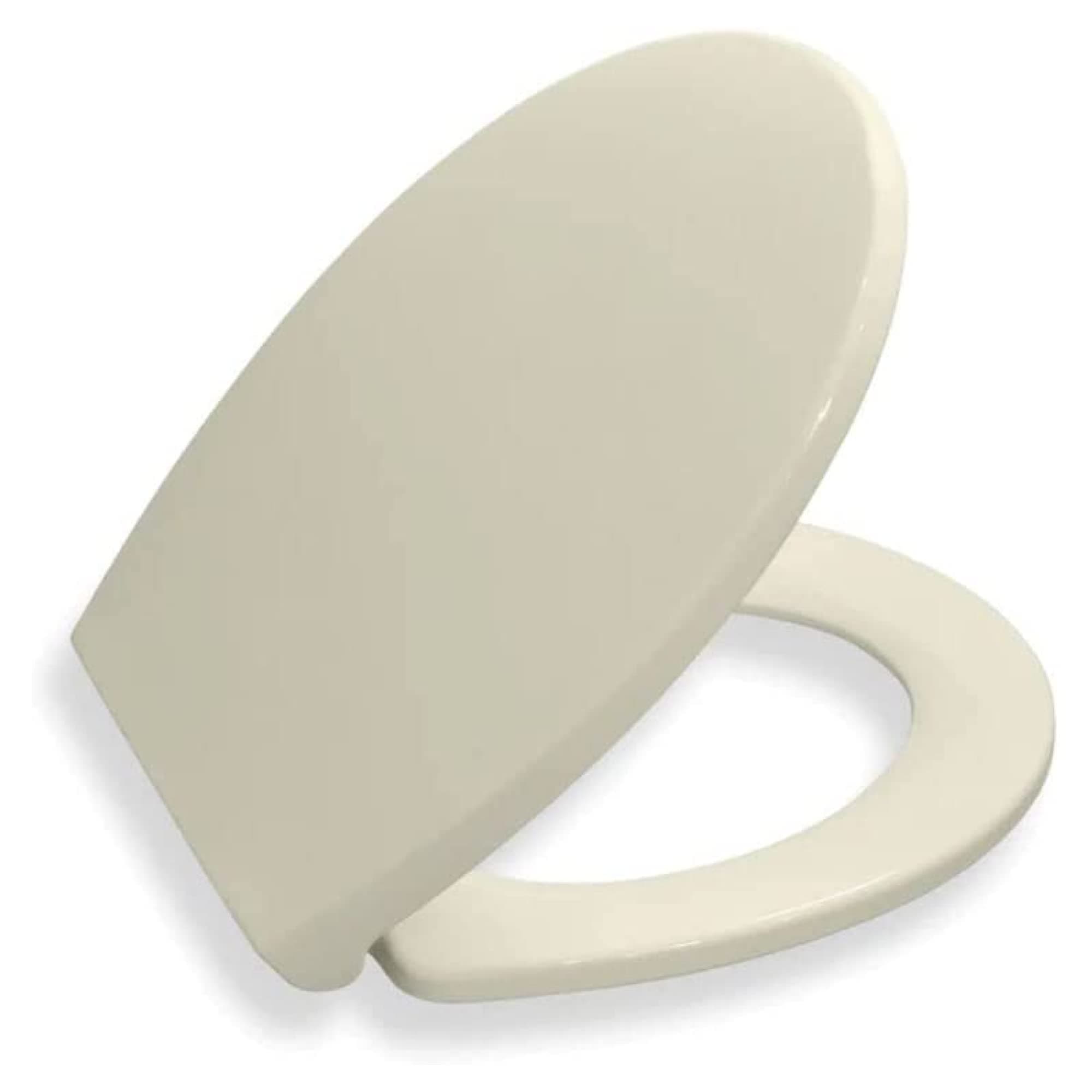 BATH ROYALE BR620-02 Almond/Bone Premium Round Toilet Seat Soft Close, Replacement Toilet Seat Fits All Toilet Brands including Kohler, Toto and American Standard