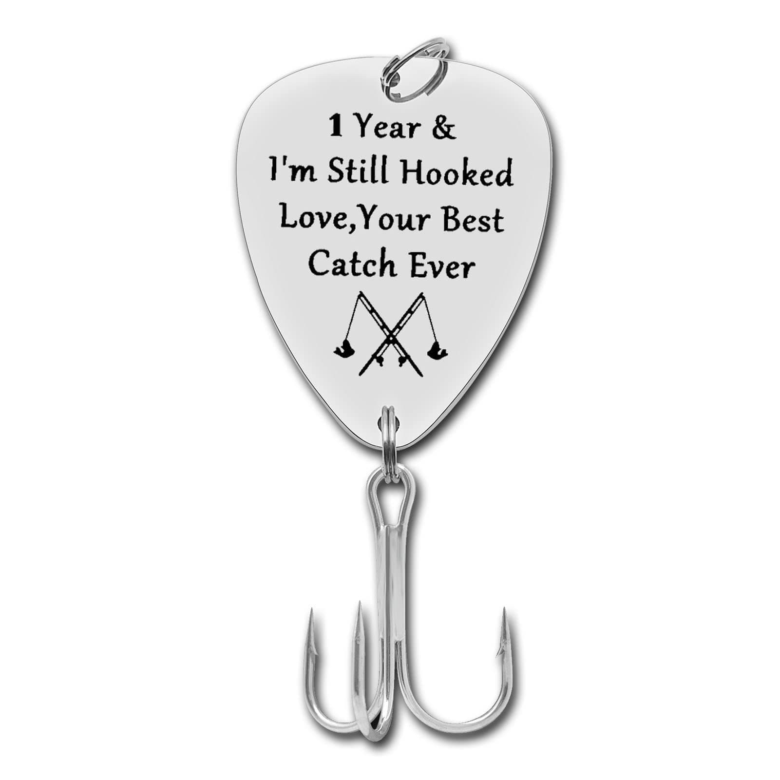 Anniversary Hook Gift for Him Her 1 Year & I'm Still Hooked Fishing Lure Gifts Fisherman Gifts for Husband Boyfriend First Year Gift Wedding 1st Year Anniversary Hook Valentine's Day Birthday Gift