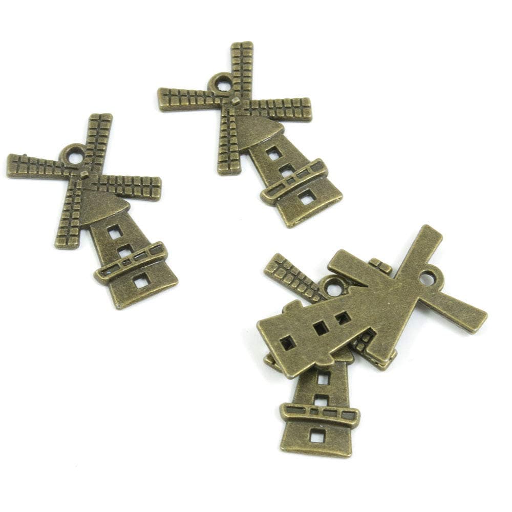 30 PCS Metal Antique Bronze Color Jewelry Making Supplies Charms Beading Crafting Wholesale 85676 Windmill House