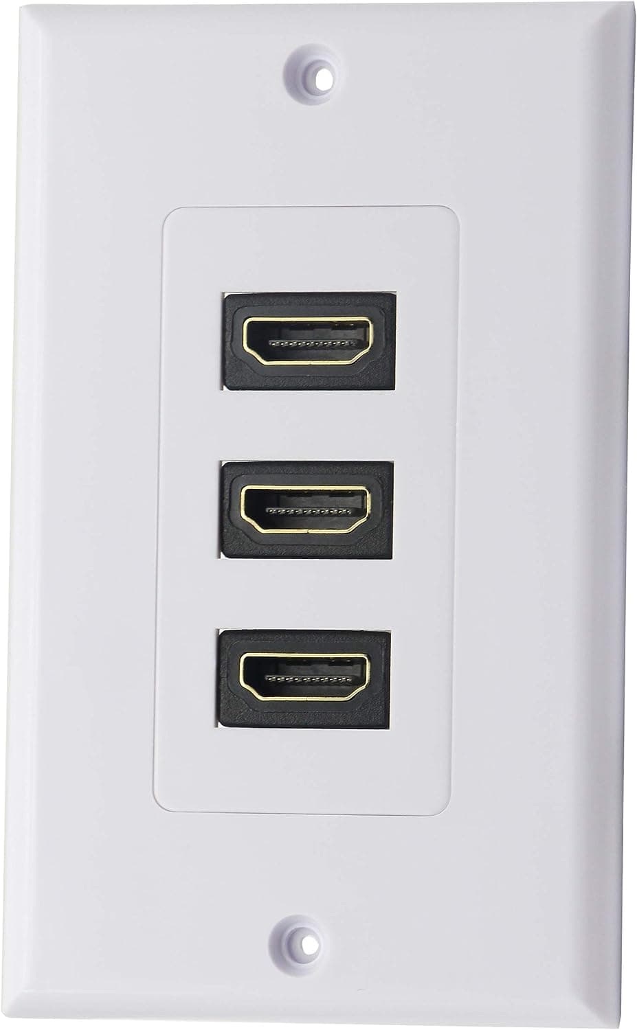 3-Port HDMI Wall Plate - Decorative Audio/Video Outlet, Supports 4K 60Hz & 1080P for Projectors & Home Theater in White