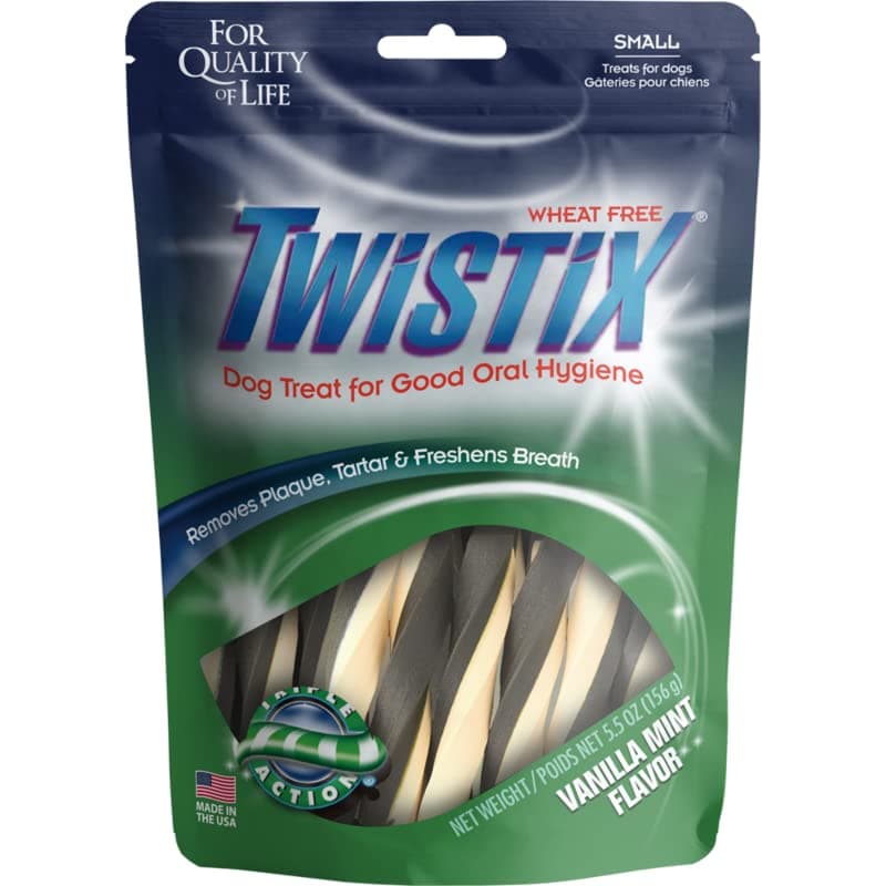 Twistix Low Fat High Protein Vanilla Mint Flavour Oral Hygiene Dog Dental Care Treats For All Life Stage Dog, Remove Plaque, Tartar & Freshen Breaths | Dogs Dental Chew 156.1 Grams 14 Small Sticks