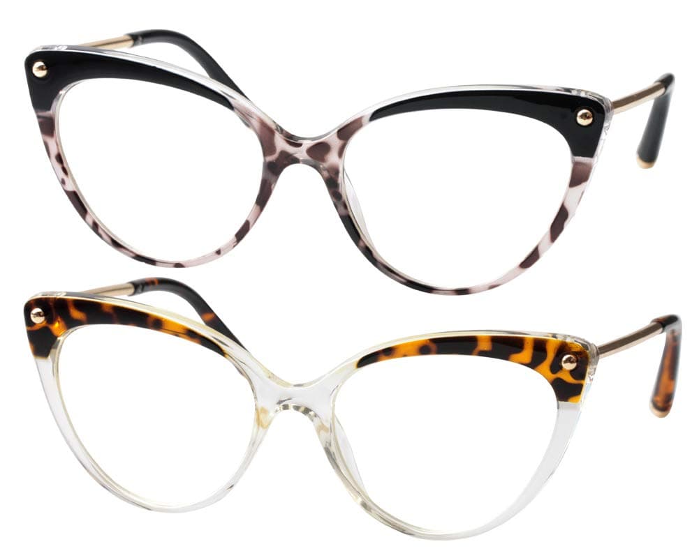 SOOLALA Ladies Oversized Cat Eye Reading Glass Modern Eyeglass Frame