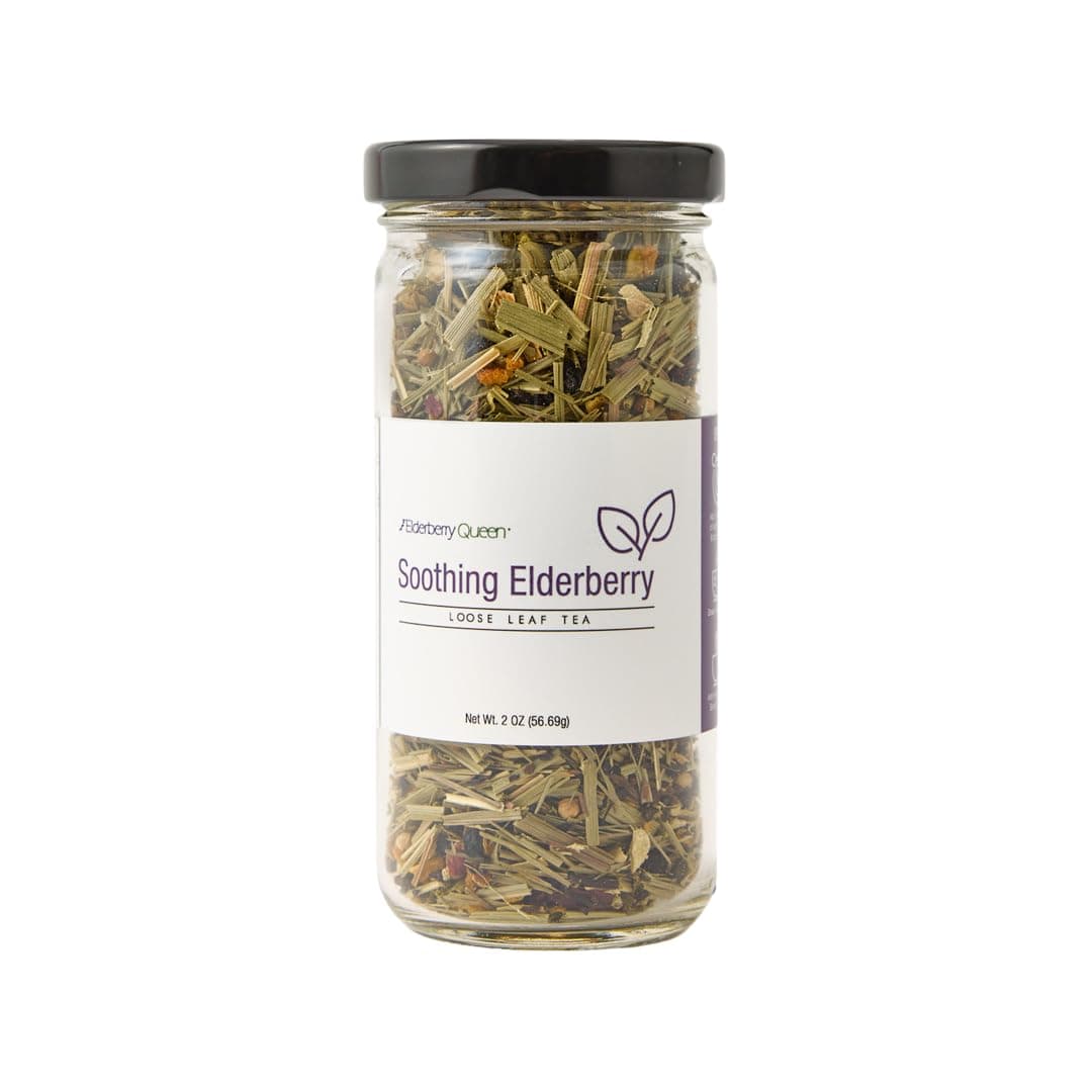 Soothing Elderberry Loose Leaf Tea, Pure Natural Herbal Tea Blend with Ginger Root, Lemongrass and Cinnamon (2 ounce)