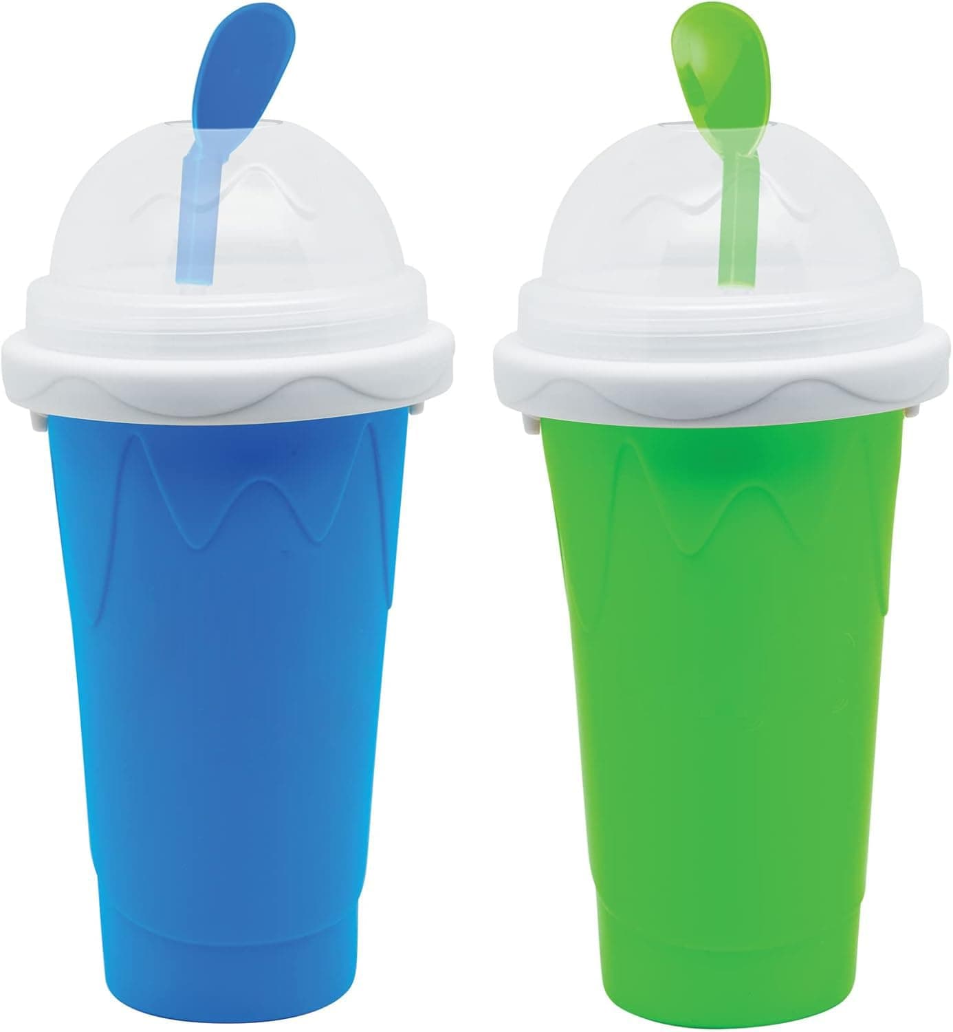 Frozen Magic Slushy Maker Cup, Slushie Maker, Milk Cola Juice Squeeze Cups, Magic Quick Freeze Cup, Cooling Smoothies Cups with Lids and Straws for All Age (pack 2 BLUE+GREEN)