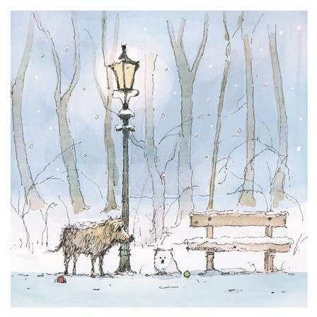 Artistic Christmas Card (ALM2892) - Snow Meeting - Toby The Dog - Stephen Hanson