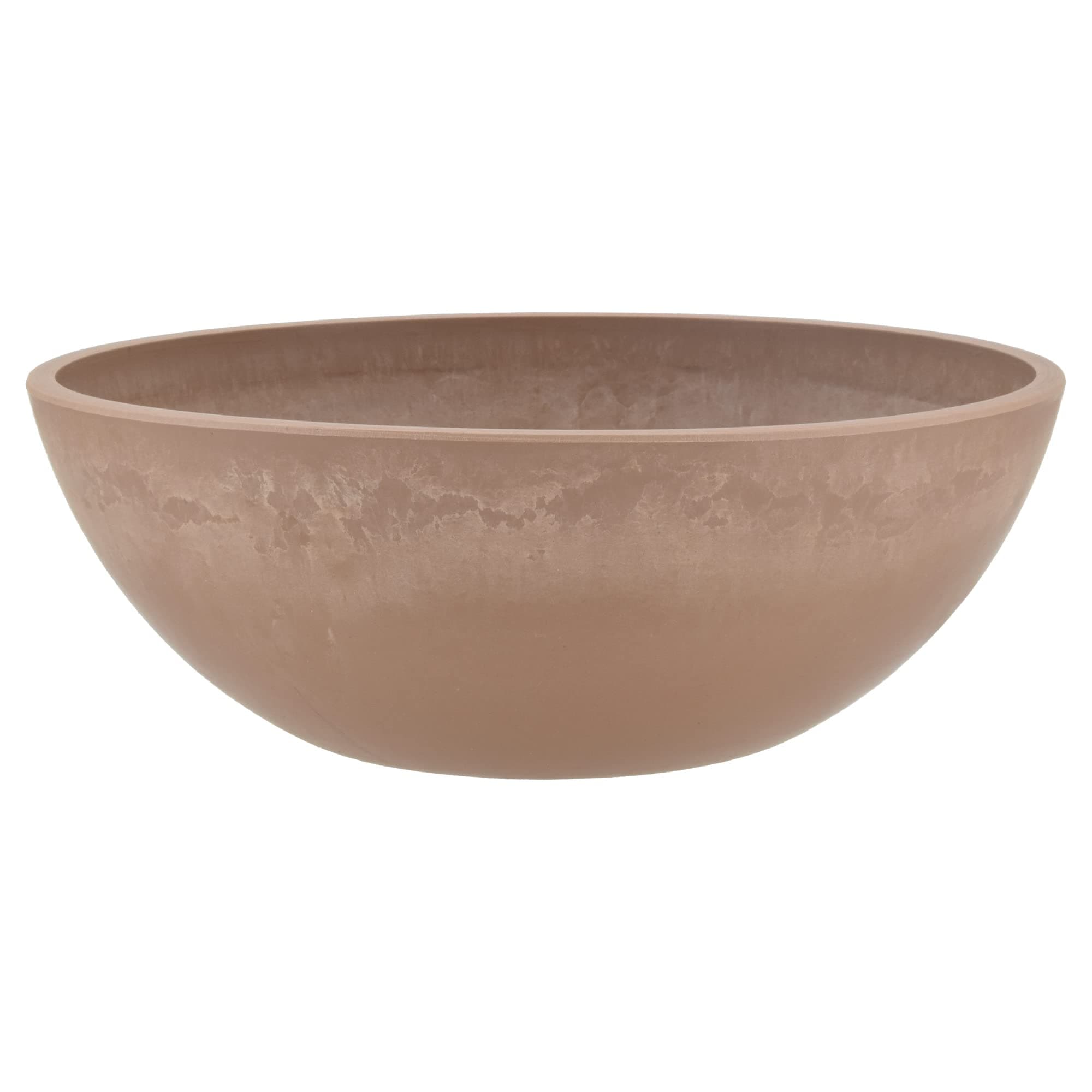 PSW Pot Collection M30TP 12-inch Plastic/Stone/Wood Composite Low Bowl Planter – No Drainage Hole (Drillable), Shallow Indoor/Outer Pot for Succulents, Bonsai, Fairy Gardens, Herbs, Taupe