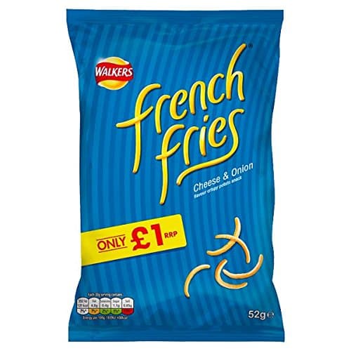 Walkers French Fries Cheese & Onion Snacks PMP 52g (Pack of 12 x 52g)