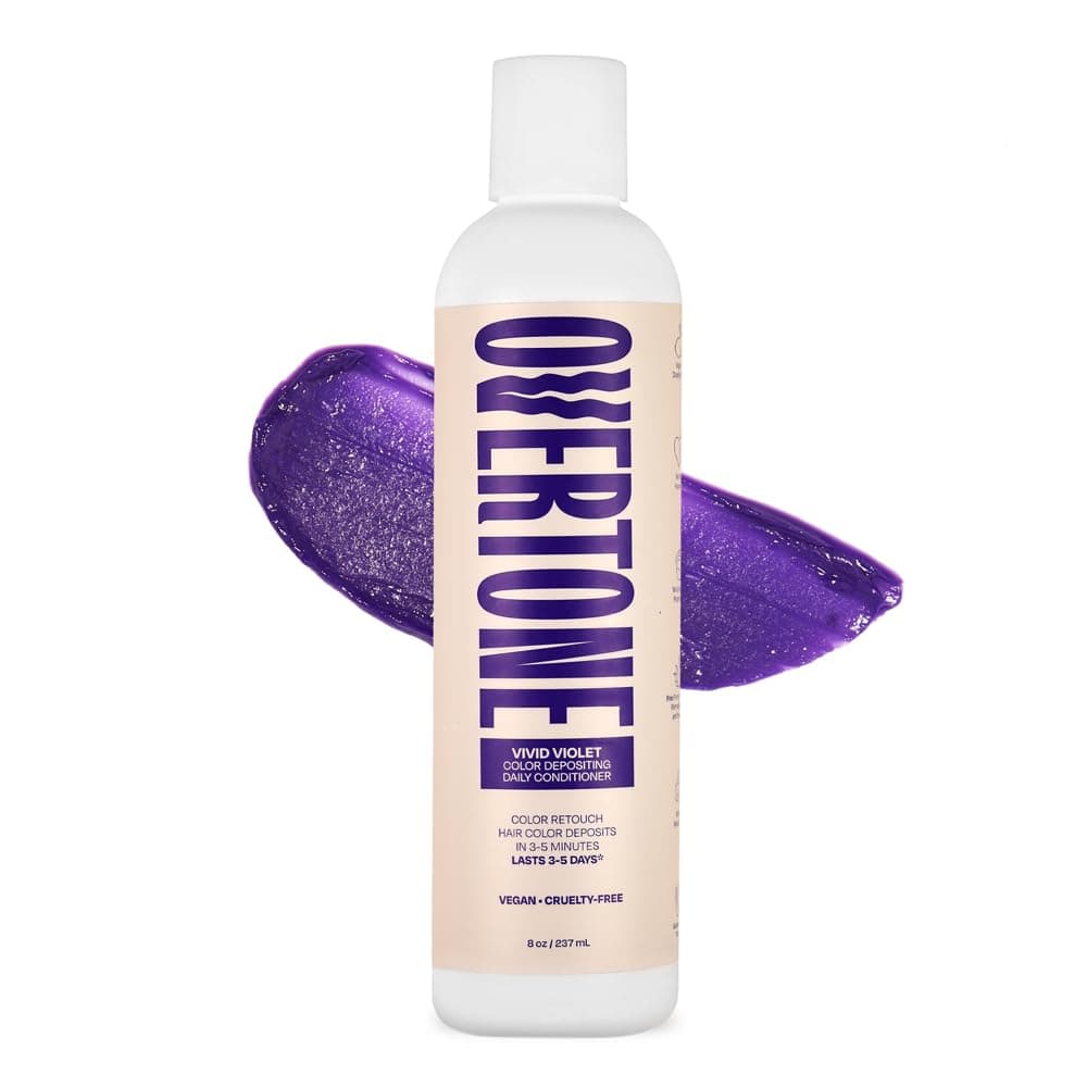 OVERTONEDaily Color Depositing Conditioner: 8oz Temporary Coloring Conditioner with Shea Butter & Coconut Oil, Refresh Color & Prevent Fading, Vegan & Cruelty-Free, Extreme Purple is Vivid Violet