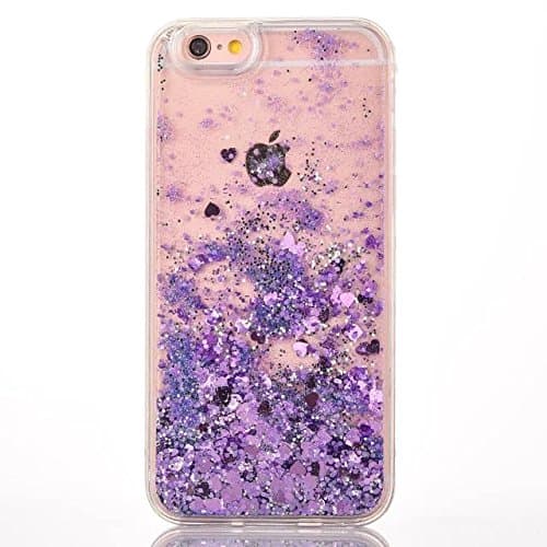 iPhone SE Case, Liquid Case for iPhone SE 5 5s, Surpriseyou 3D Creative Design Shiny Quicksand Moving Bling Glitter Sparkle Diamonds Flowing Clear Hard Case for iPhone SE/5S/5 (Purple Love)