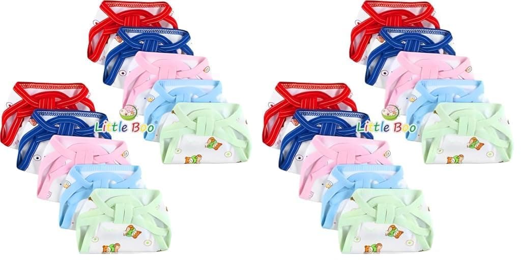 Little Boo new born Baby's Cotton Cloth Diapers/Langot/nappy U Shaped Washable and Reusable Nappies (Multicolour,0-6 Months) Pack of 20