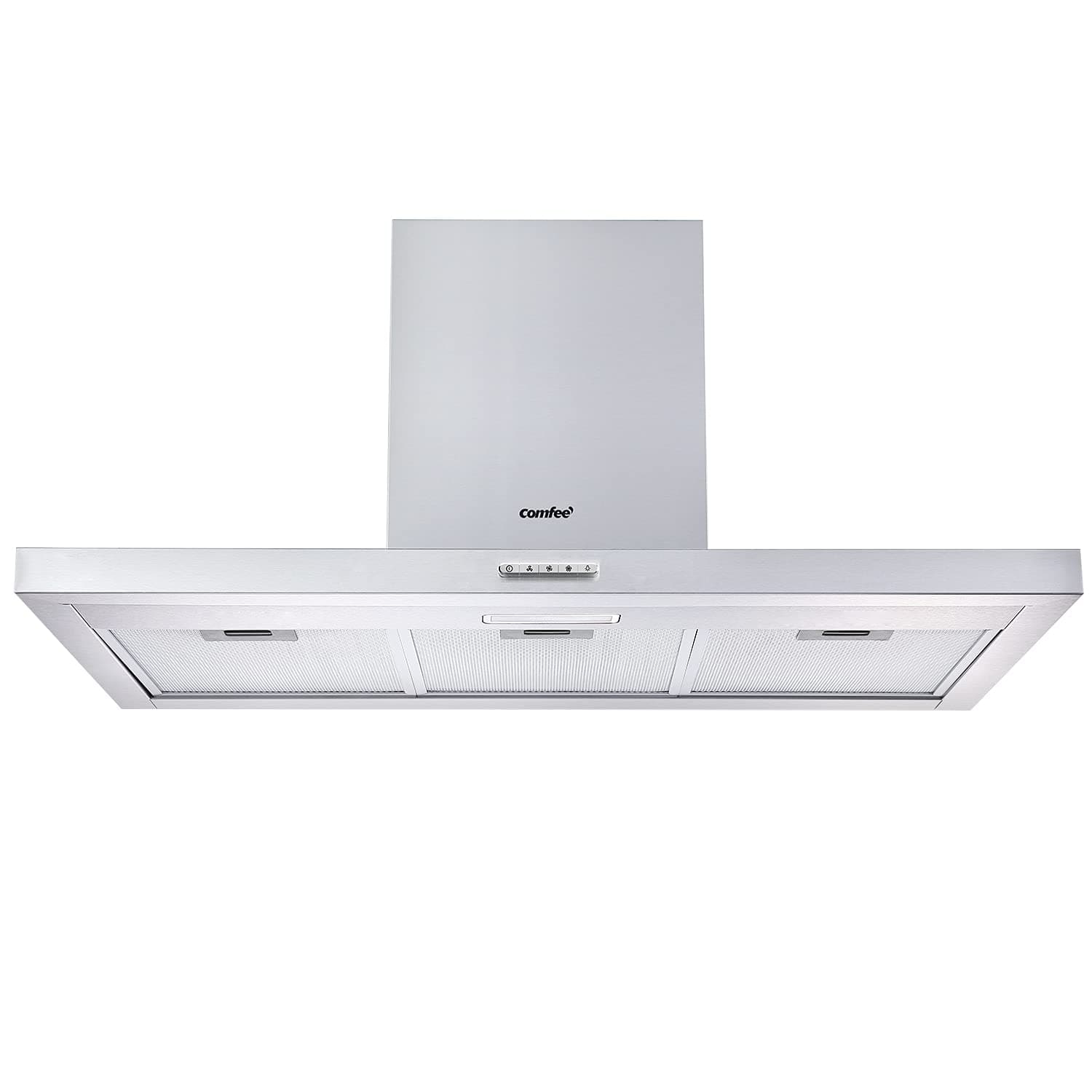 COMFEE' 90 cm Chimney Cooker Hood TSHM17SS-90 Stainless Steel Extractor Hood with LED and Recirculating & Ducting System Wall Mounted Range Hood 900 mm Extractor Fan - Stainless Steel [Energy Class B]
