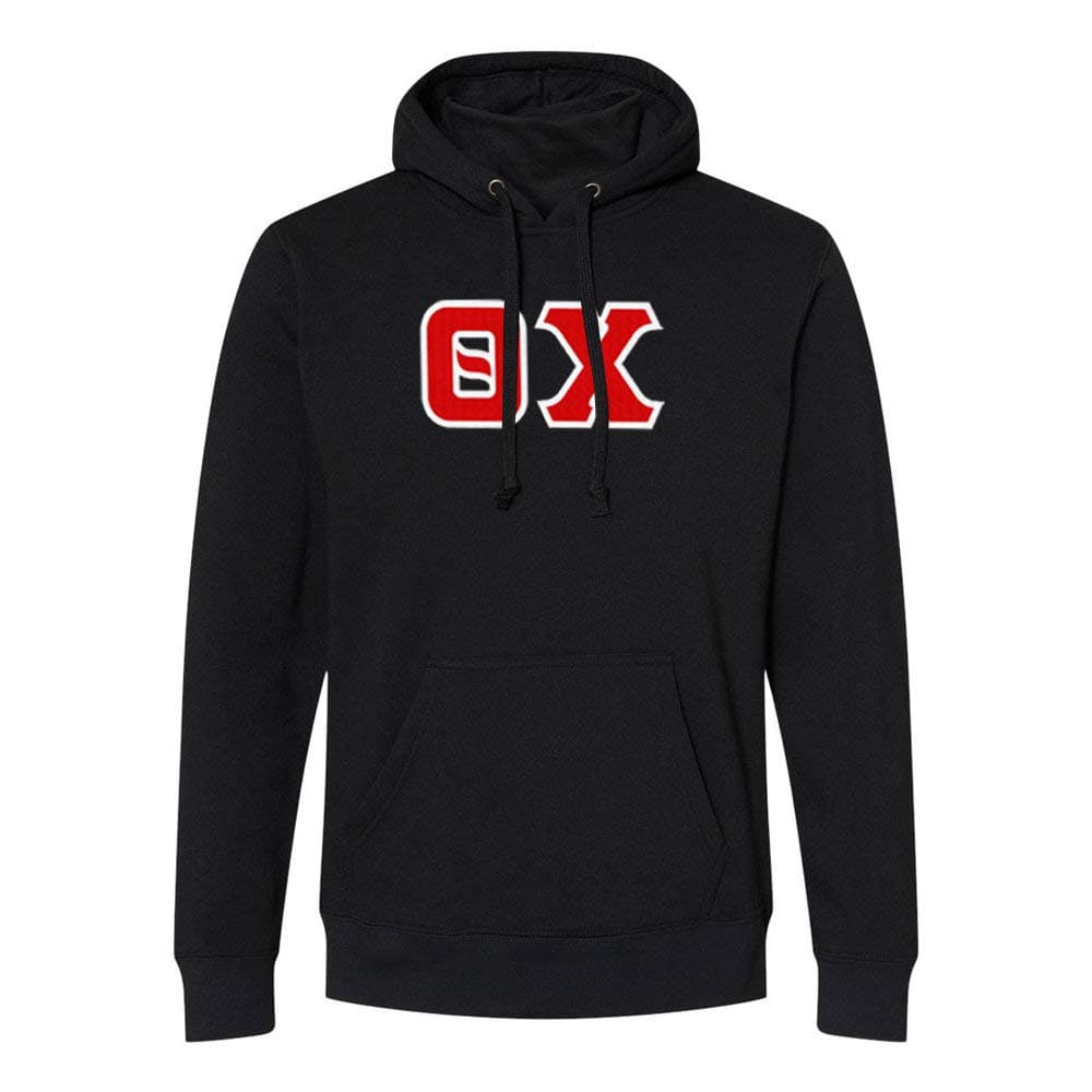 Greekgear Men's Theta Chi Lettered Gaiter Fleece Hooded Sweatshirt