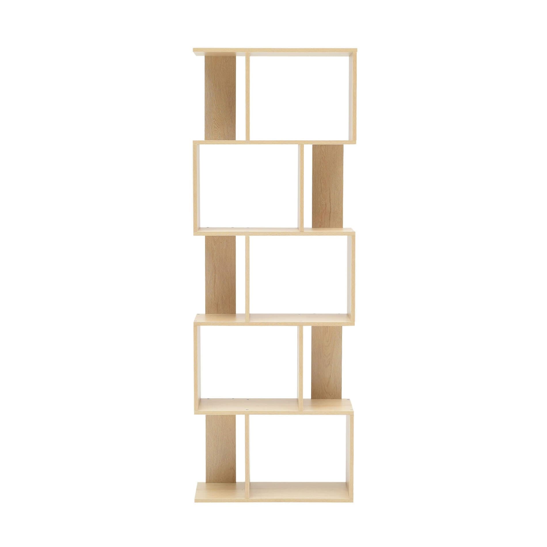 Rebecca Mobili Bookcase Shelving Unit 5 Tiers Wood Beige Contemporary Design Living Room Office Home - 169 x 60 x 24 cm (HxWxD) - Art. RE4788