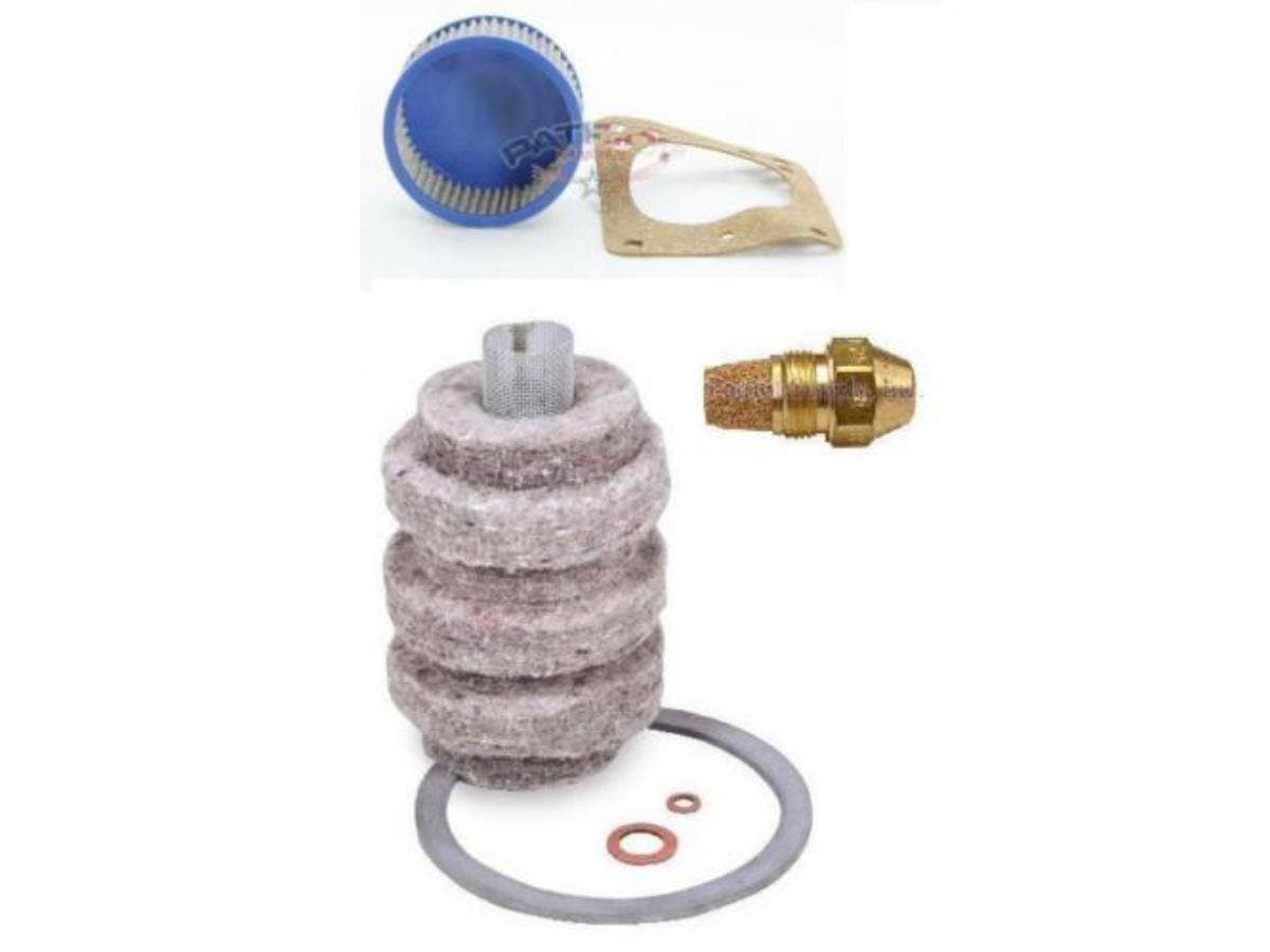 Oil Burner Tune Up Kit 0.85 Gallon 80° Hollow Nozzle, 1A-30 Original Wool (Felt) Oil Filter and"A" Pump Screen (Oil Burner Maintenance Kit)