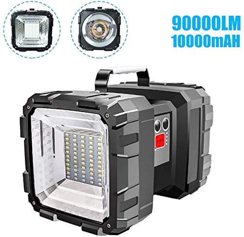 Double Head Flashlight, Swonuk Double Head Searchlight 10000 mAh Rechargeable Portable Handheld Spotlight Floodlight Camping Lantern Outdoor Super Bright Work Light Solar Fishing Light