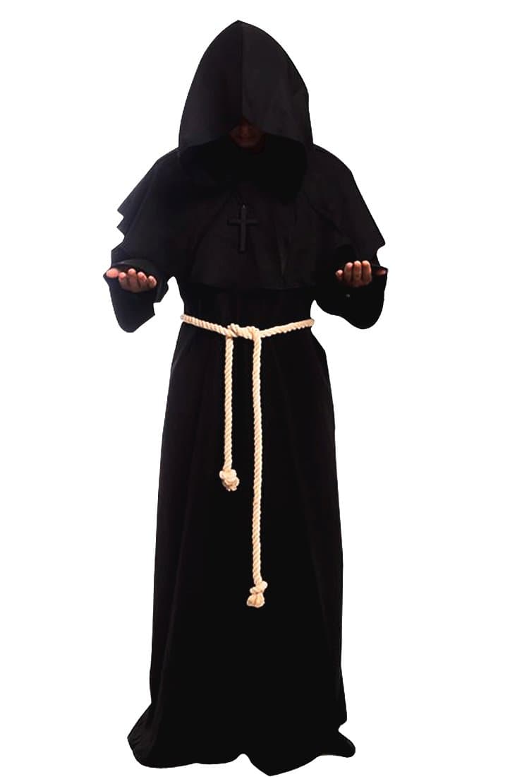 Medieval Priest Monk Robe Hooded Cloak Wizard Sorcerer Cape
