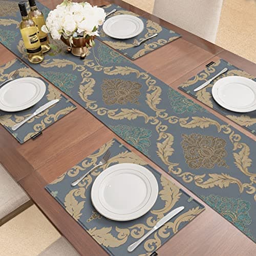 Placemats 30x45cm, Luxury Table Mats for Dining Room/Restaurant/Banquet/Festival Decoration (Set of 6, Grey Blue)