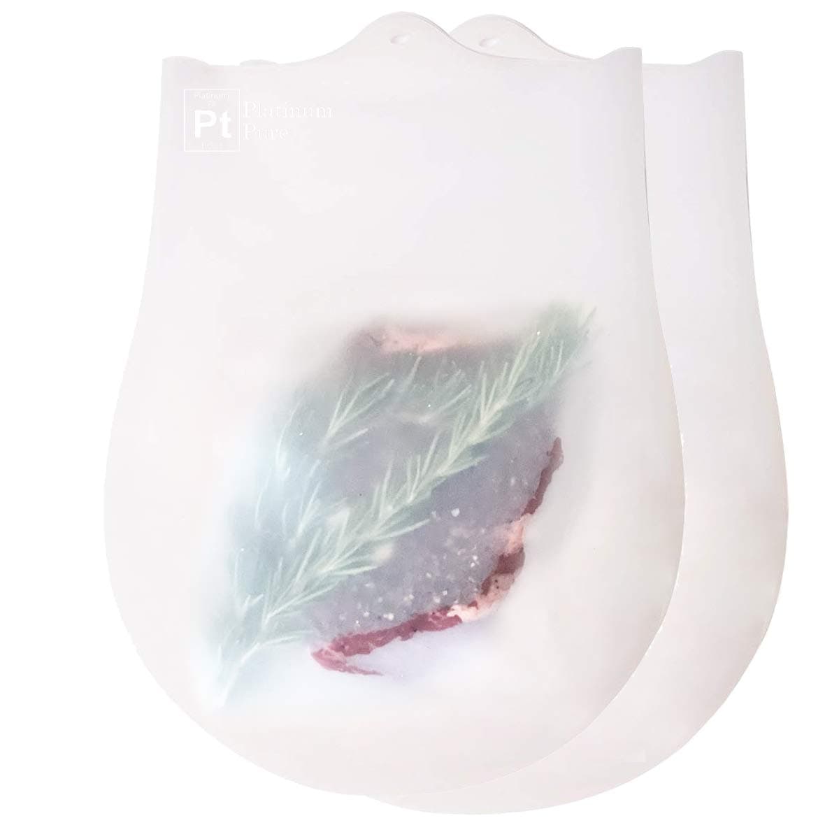 Platinum Pure Reusable Vacuum Cooking Bags Set of 2 BPA Free for Vacuum Cooking, 100% Pure LFGB Platinum Silicone, No Filler, Compatible with All Immersion Circulators, Gourmia and More