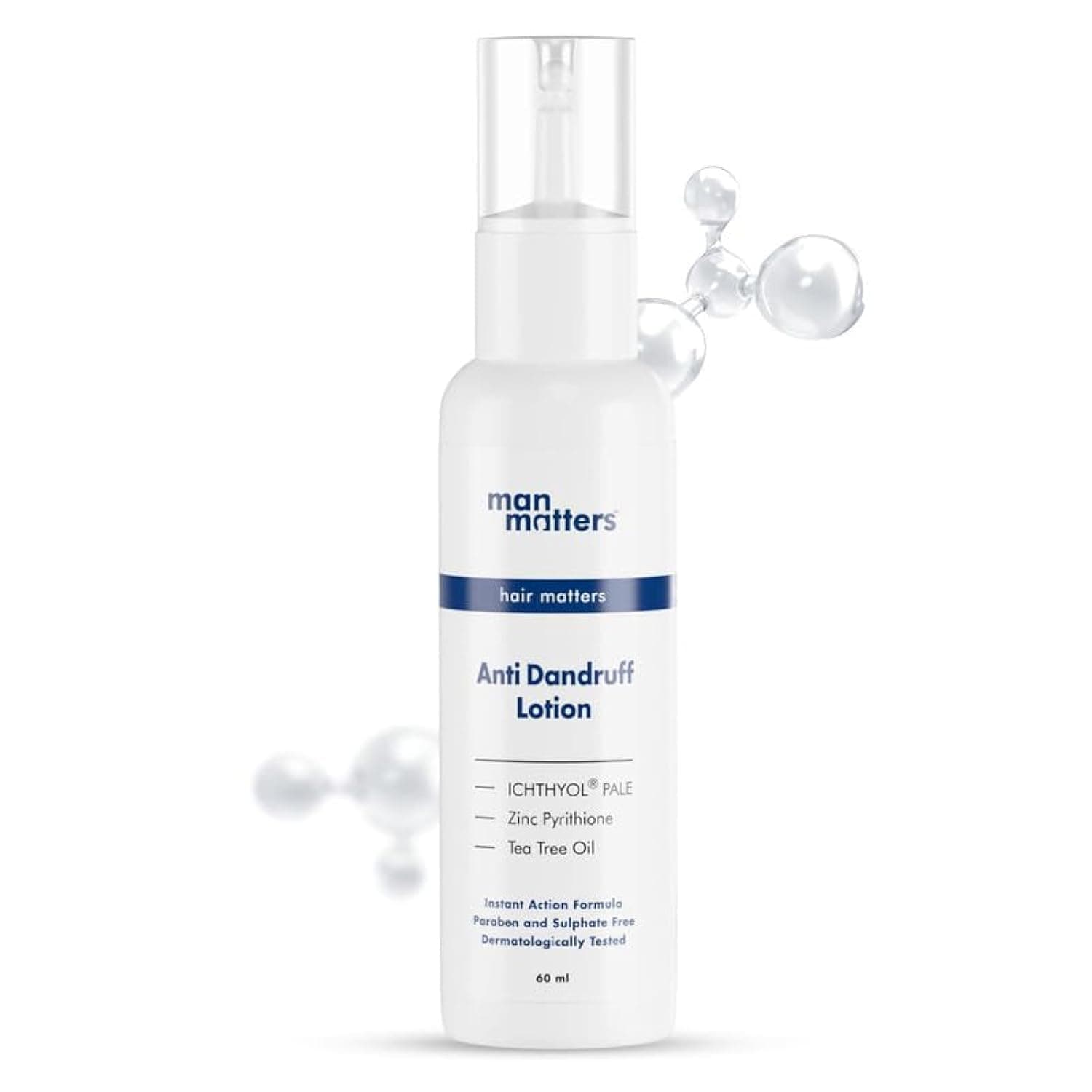 Anti Dandruff Lotion for Men [60ml] | Instant Itch Relief & Cooling with Menthol, Zinc Pyrithione & Tea Tree Oil