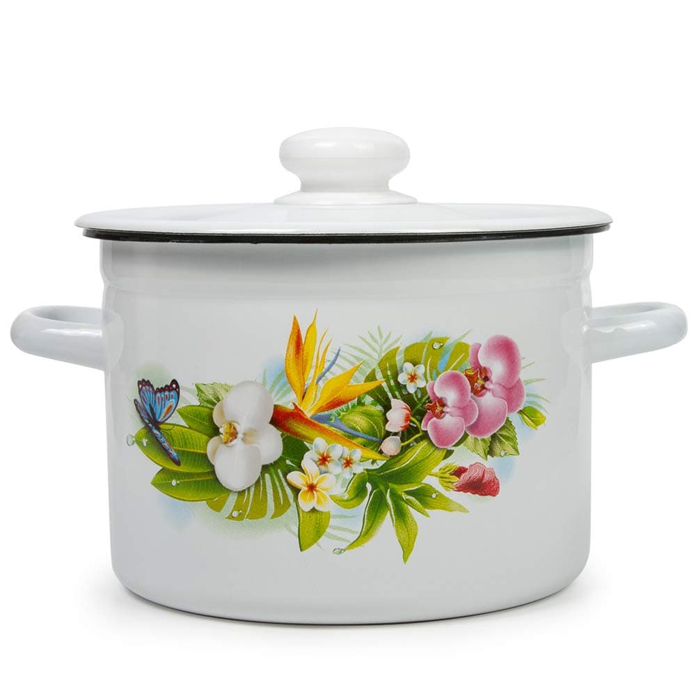 Enamel Stock Pot Avanta Enamelware Pot Enamel Cooking Pot with Lid (2.1-qt. (2 L))