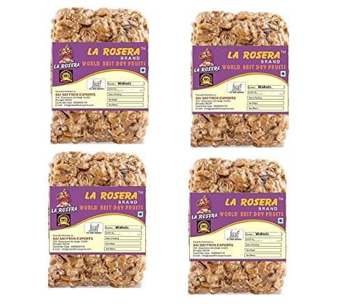 La Rosera Light Premium Walnuts (Akhrot) 1Kg (250gm x 4)-Without Shell.