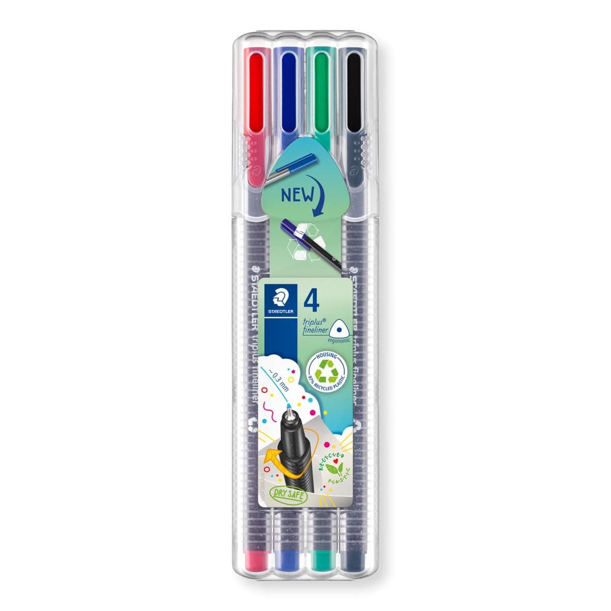 Fineliner Pens - Triplus - for Adult Colouring - 4 Assorted Colours - Pack of 4, 334 SB4