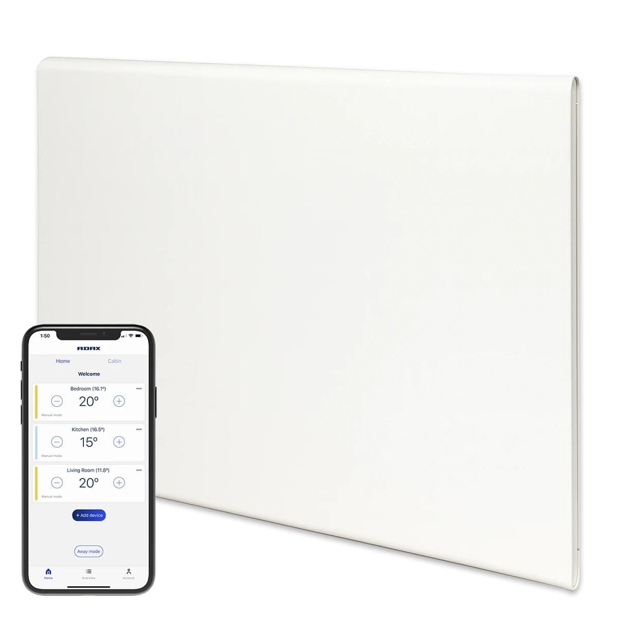 Neo Wifi Electric Panel Heater/Convector Radiator With Timer, Thermostat, Voice Control, Splash Proof, Wall Mounted, 400w Compact (420 x 350 mm), White