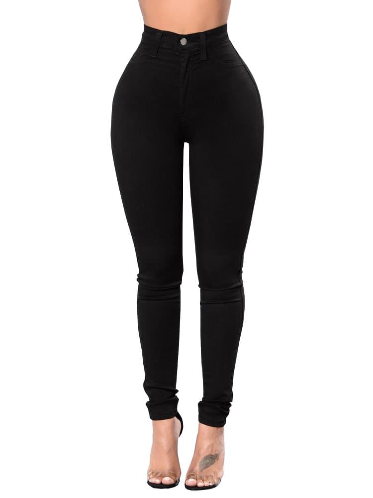 Aodrusa Womens Skinny Jeans High Waisted Stretch Slim Denim Butt Lift Pencil Pants Black