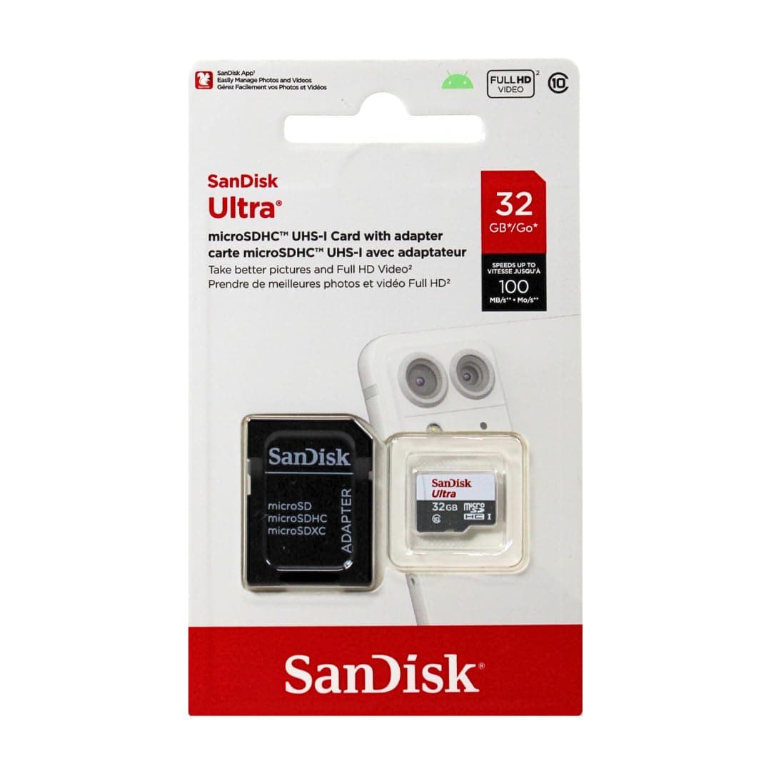 SanDisk Ultra 32 GB Class 10 microSDHC UHS-I Card with Adapter (SDSDQUAN-032G-G4A)