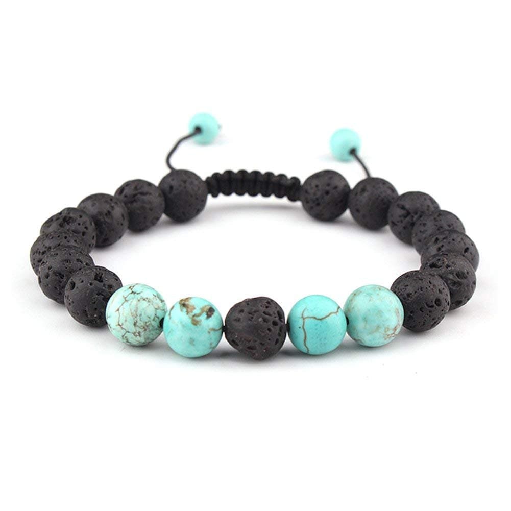 CELOKIYAdjustable Lava Bead Stone Anxiety Diffuser Oil diffuesr Bracelet Women with Turquoise - Meditation,Relax,Healing,Aromatherapy