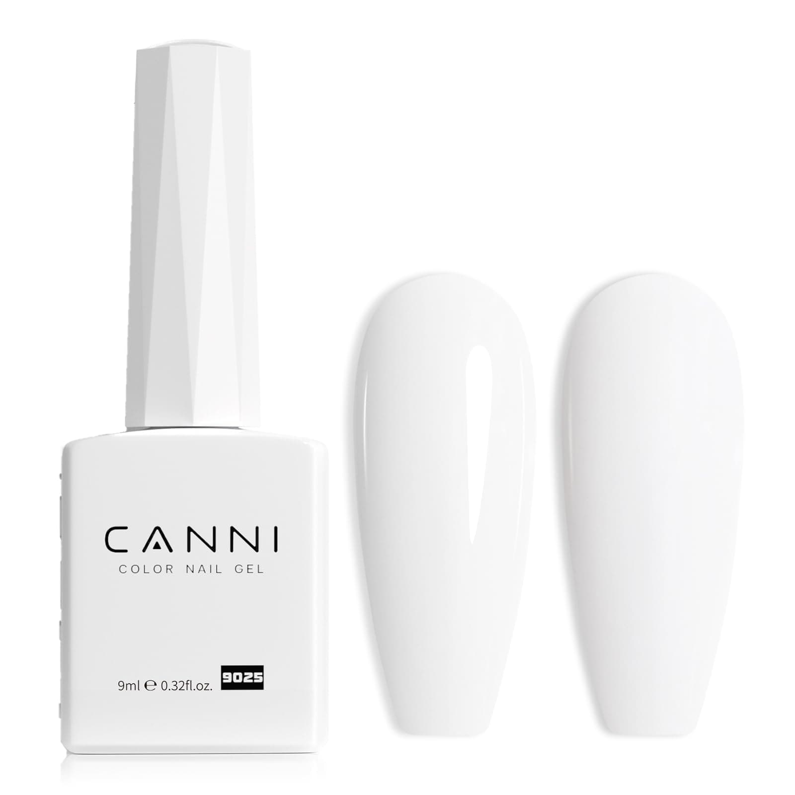 CANNI White Gel Nail Polish, 1Pcs Pure White Gel Polish Color High Gloss Soak Off U V Nail Manicure Salon DIY