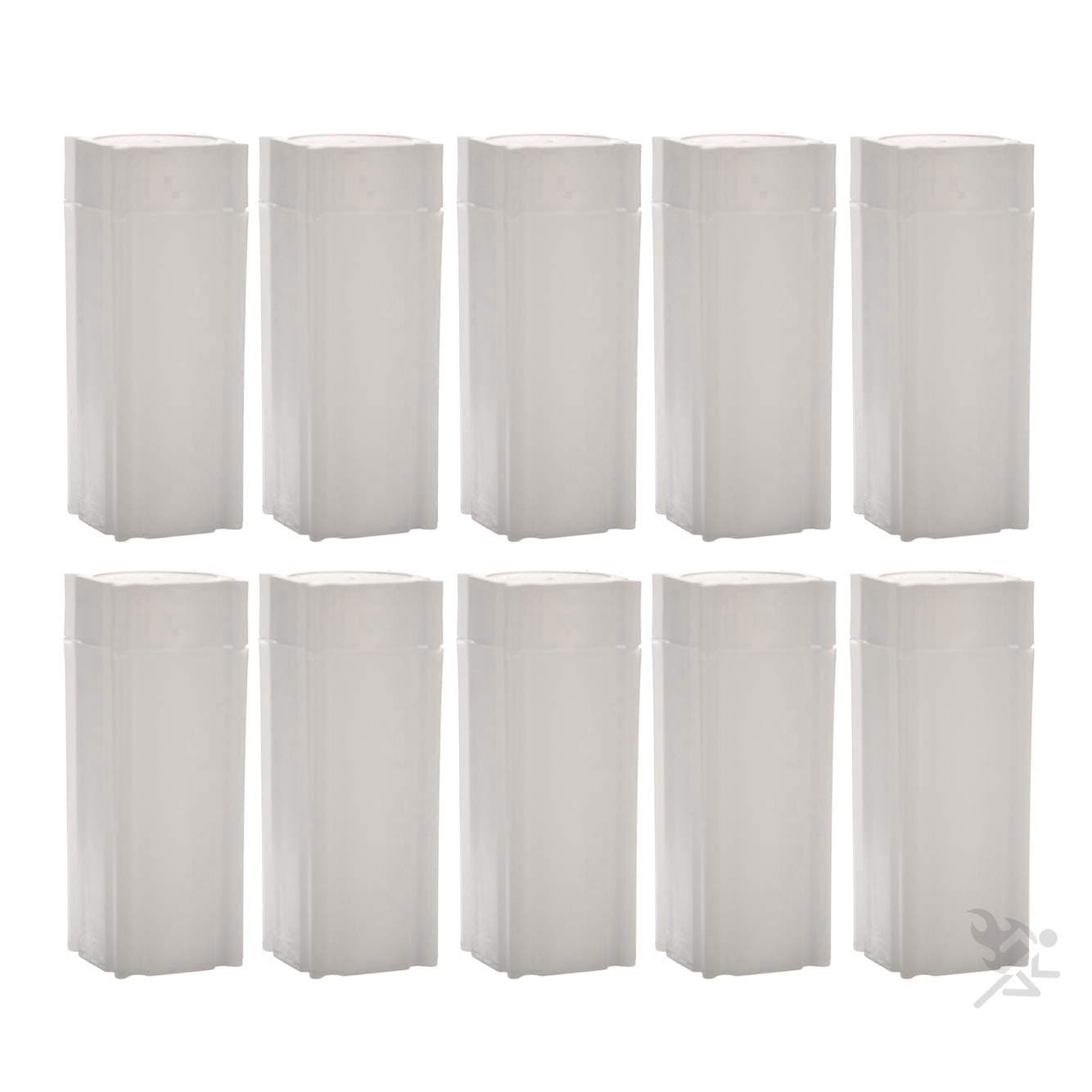 (10) Coinsafe Brand Square White Plastic (Quarter) Size Coin Storage Tube Holders