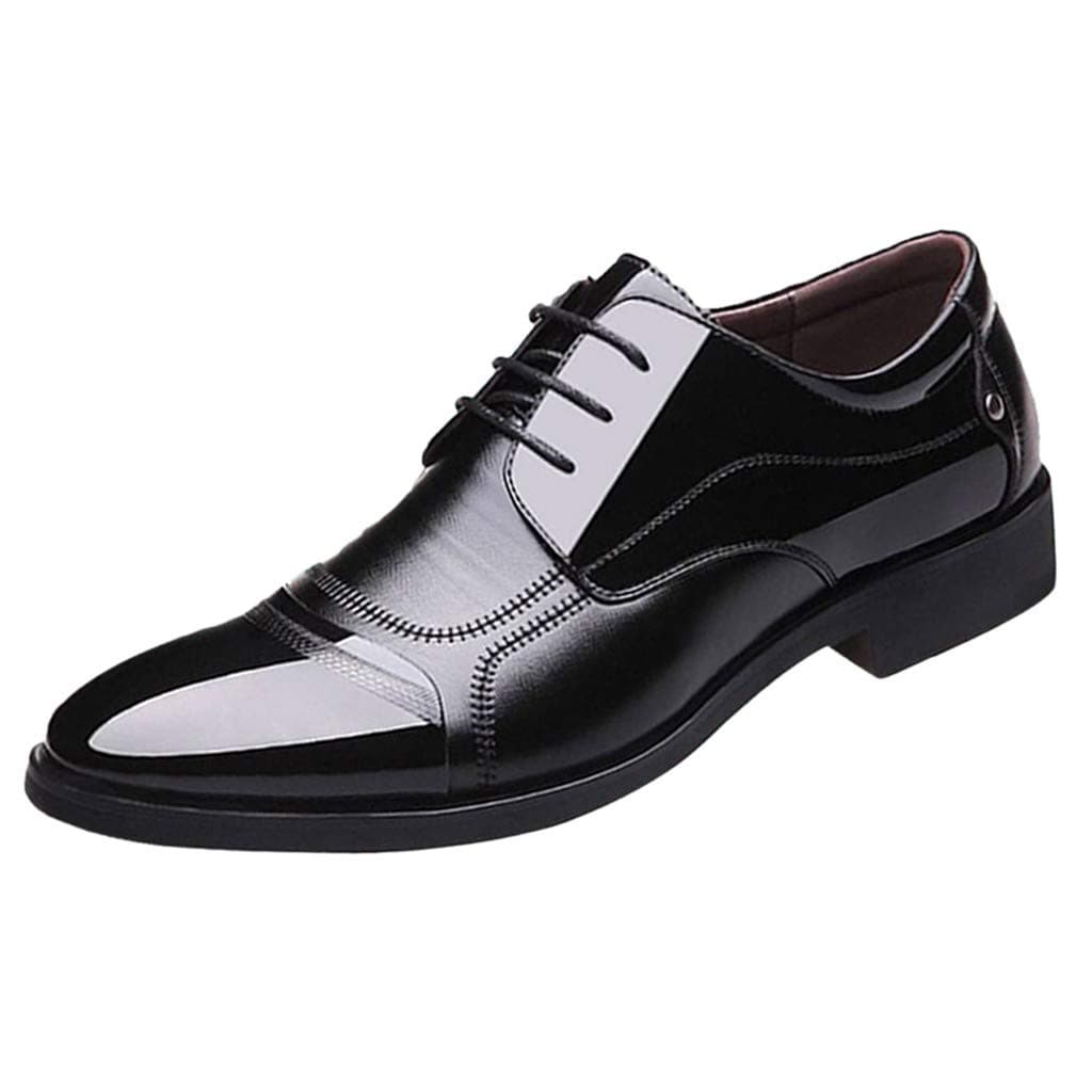 Severkill Tuxedo Patent Leather Shoes Stitched Wedding Shoes for Men Cap Toe Lace up Formal Business Oxford Shoes