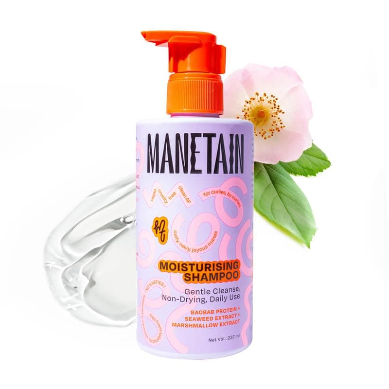 Manetain Moisturising Shampoo 236ml for Curly Hairs Sulphate, Paraben and Toxin Free Mild Vegan Shampoo for Women, Men, & Kids with Wavy, Dry, and Frizzy For Daily Use