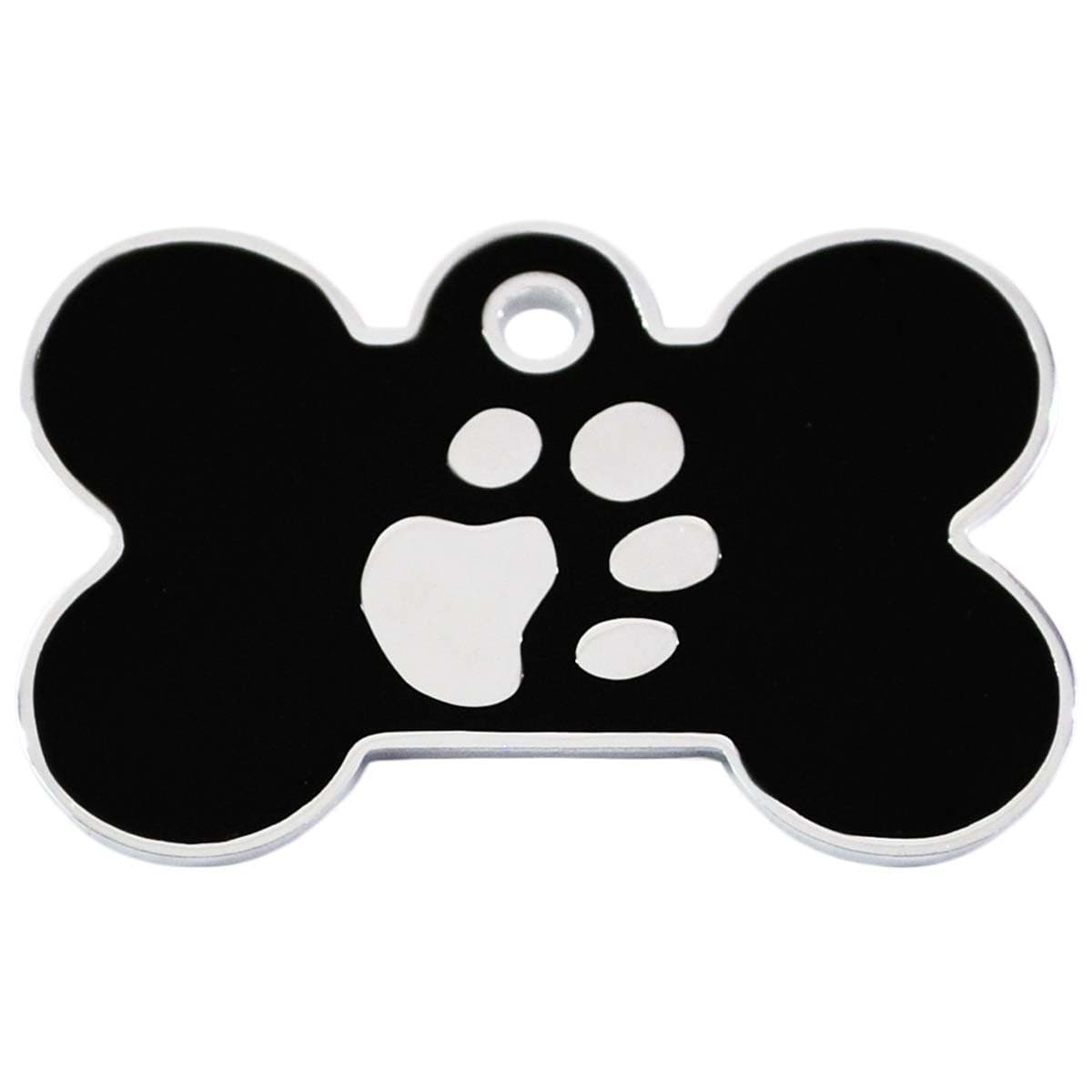 Large Black & Silver Elegance Bone - Engraved Dog Tag