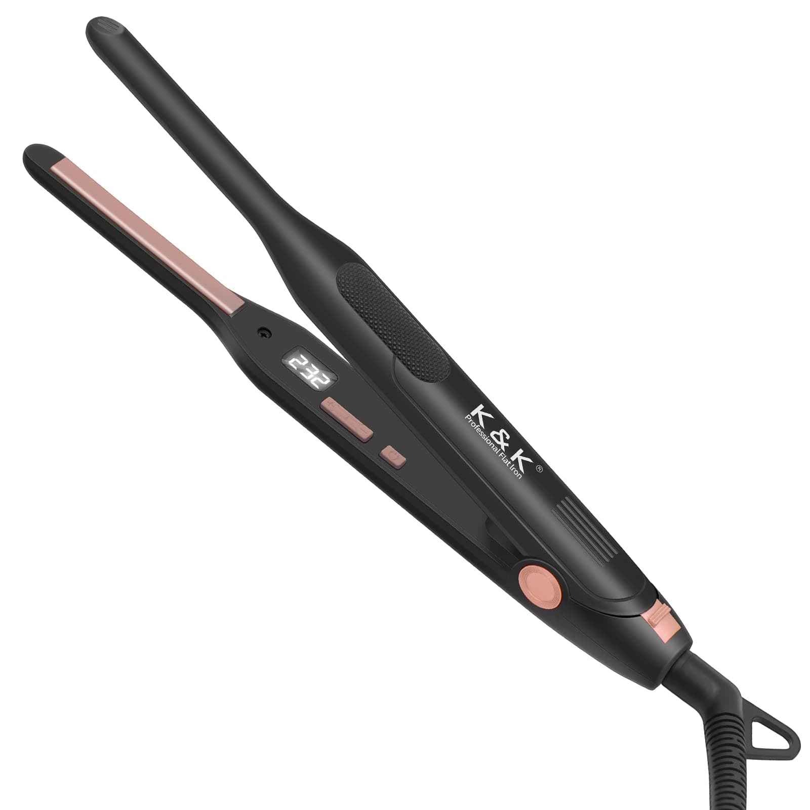 Upgrade Pencil Straighteners Mini Straight and Curler Hair Straightener Thin Ceramic Floating Plate Auto Shut Off Flat Iron for Women Short Hair Men Beard 0.3 Inch UK Plug (Black)