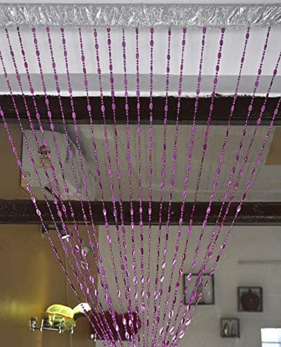 SC'S FABULOUS HOME Fancy Beads Strings Curtain (4 x 7ft, Purple)