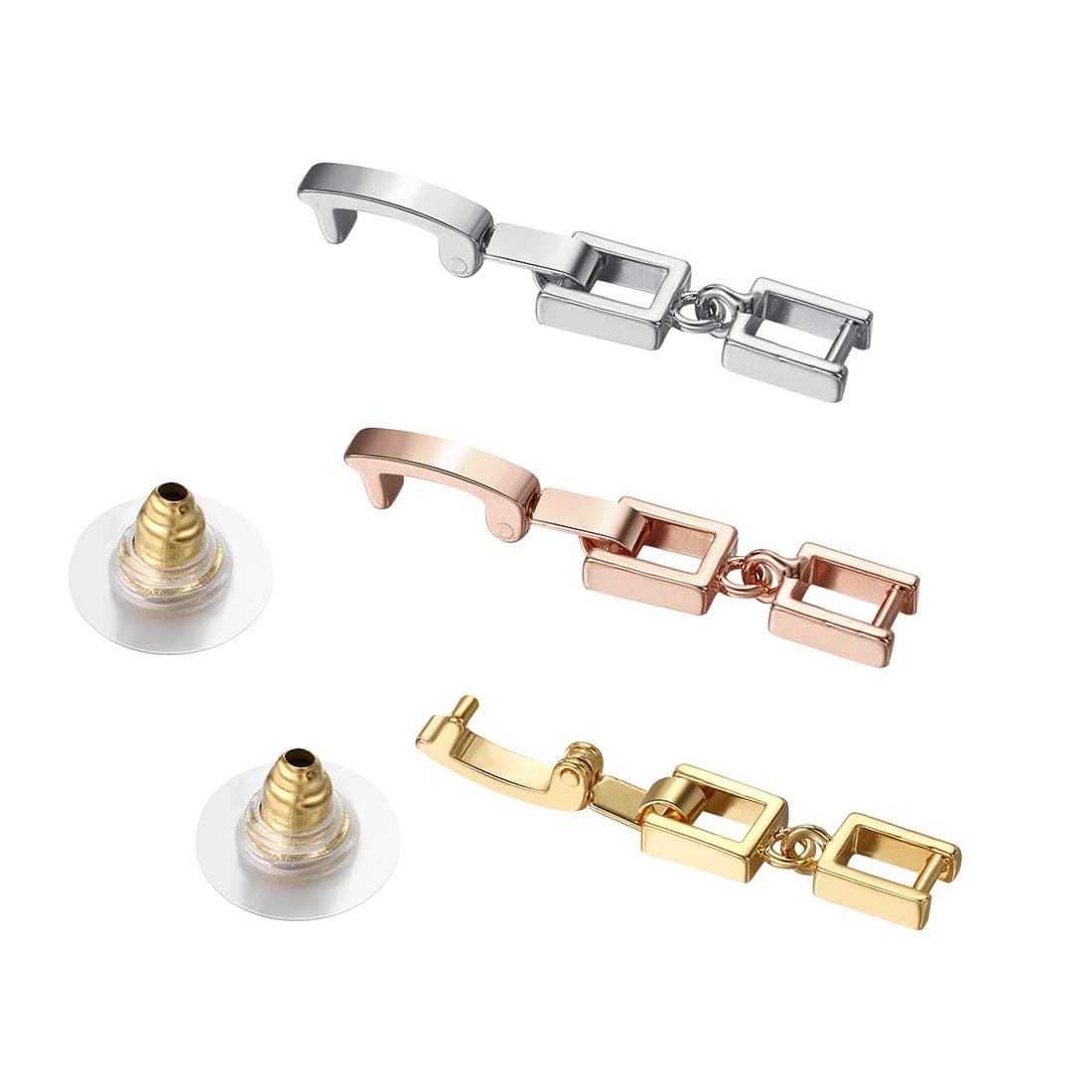 WeimanJewelry Silver/Gold/Rose Gold Plated 3pcs Fold Over Clasp set for Bracelet or Necklace Jewelry Extender (Mixed Color 3mm)