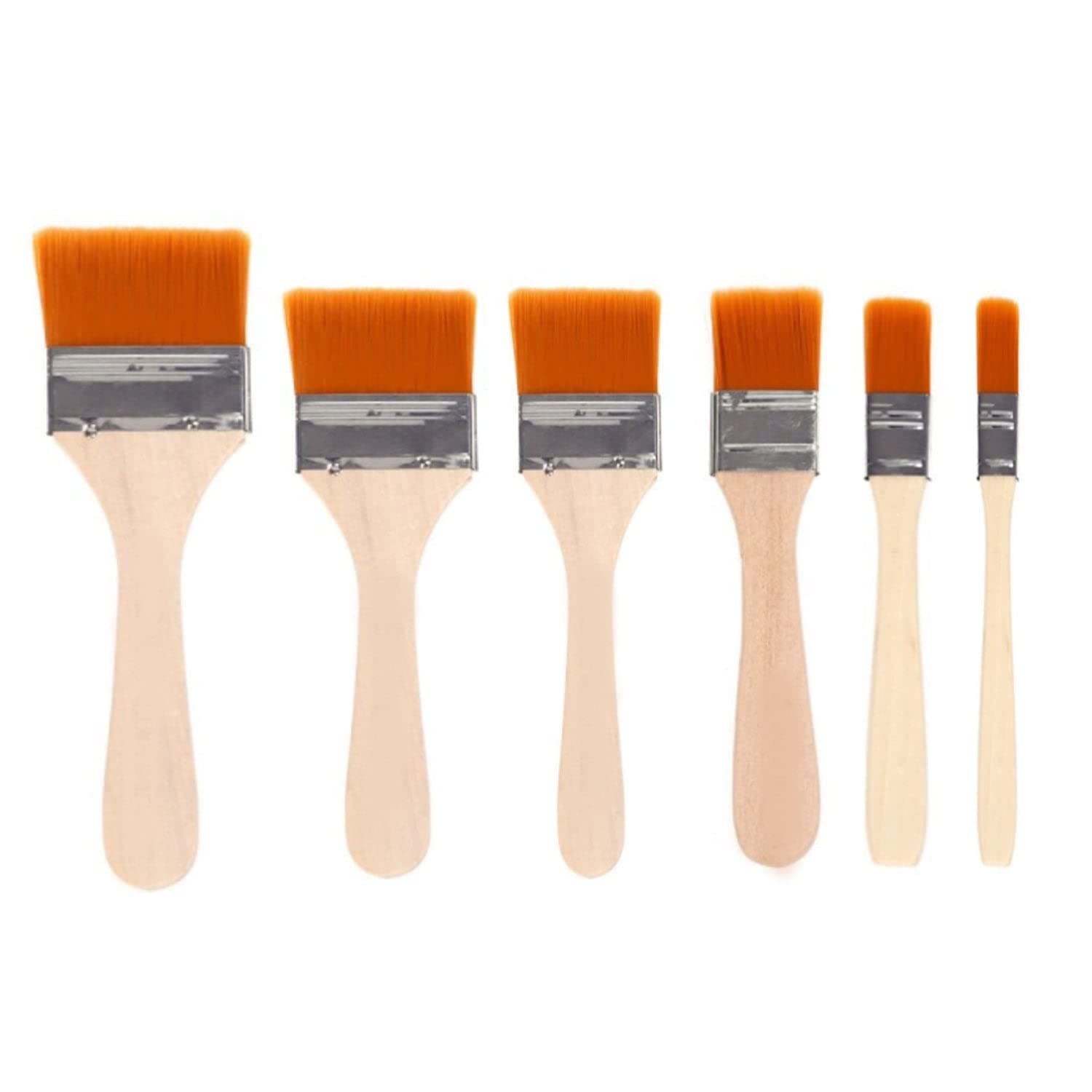 Oblivion Quality Flat Paint Brushes of 6 pc for Watercolor & Acrylic Painting (Multicolor)
