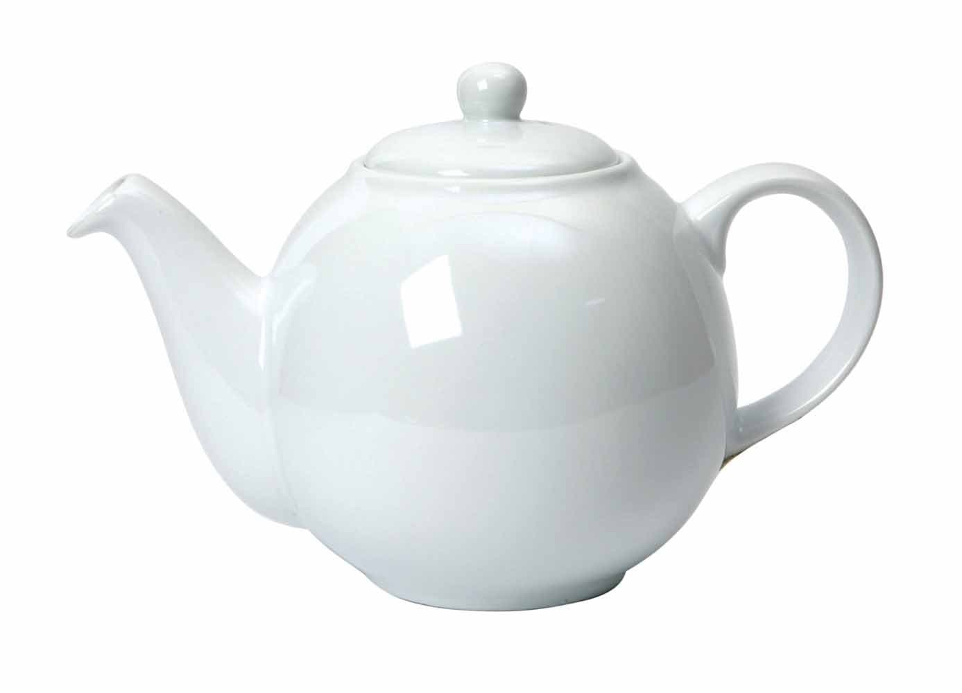 London Pottery 32110 Globe Teapot with Strainer, Ceramic, White, 4 Cup Capacity (900 ml)