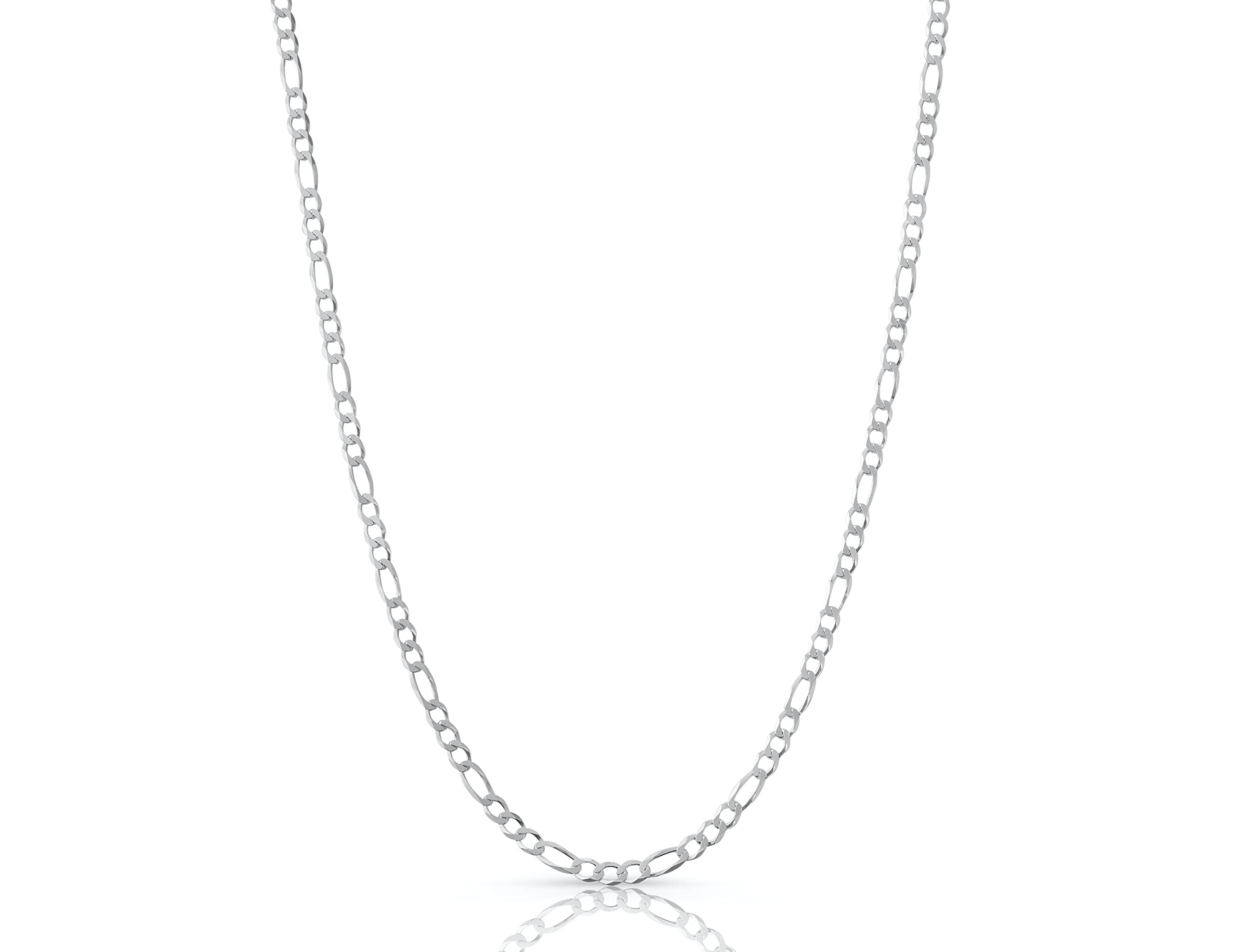 Next Level Jewelry Figaro Chain Sterling Silver X ITProLux Technology 2MM-10.5MM | No Kinks, Not Flimsy, Strong & Sturdy | Silver Chain Necklace for Men & Women | Solid 925 Italy