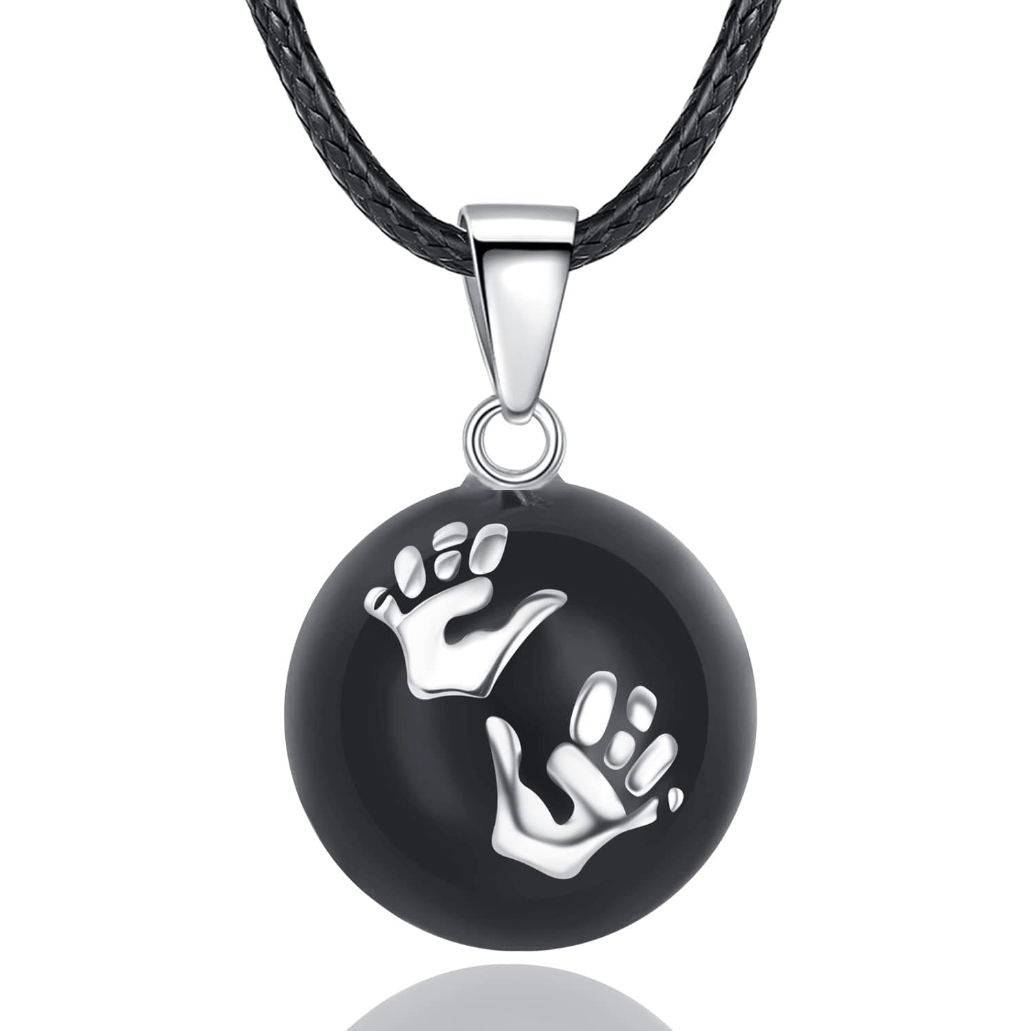 EUDORA Harmony Ball Bola Pregnancy Necklace for Women with Handprint, Music Ball Pendant Necklace for Pregnant Women Pregnant Mother to Be Original Gift, 76cm+114cm, Copper, without stone