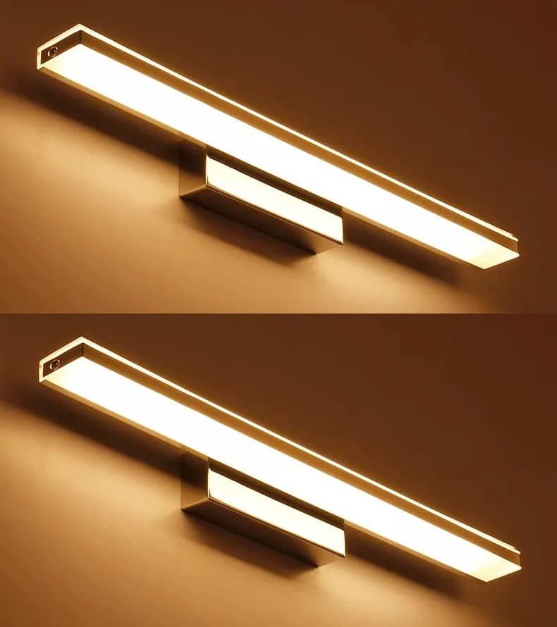 Groeien Pack of 2 Bathroom Vanity Lights 18 Inch 15W Lighting Fixtures Black Modern Bathroom Bedroom Wall Lighting for Mirror(Warm White) (2)