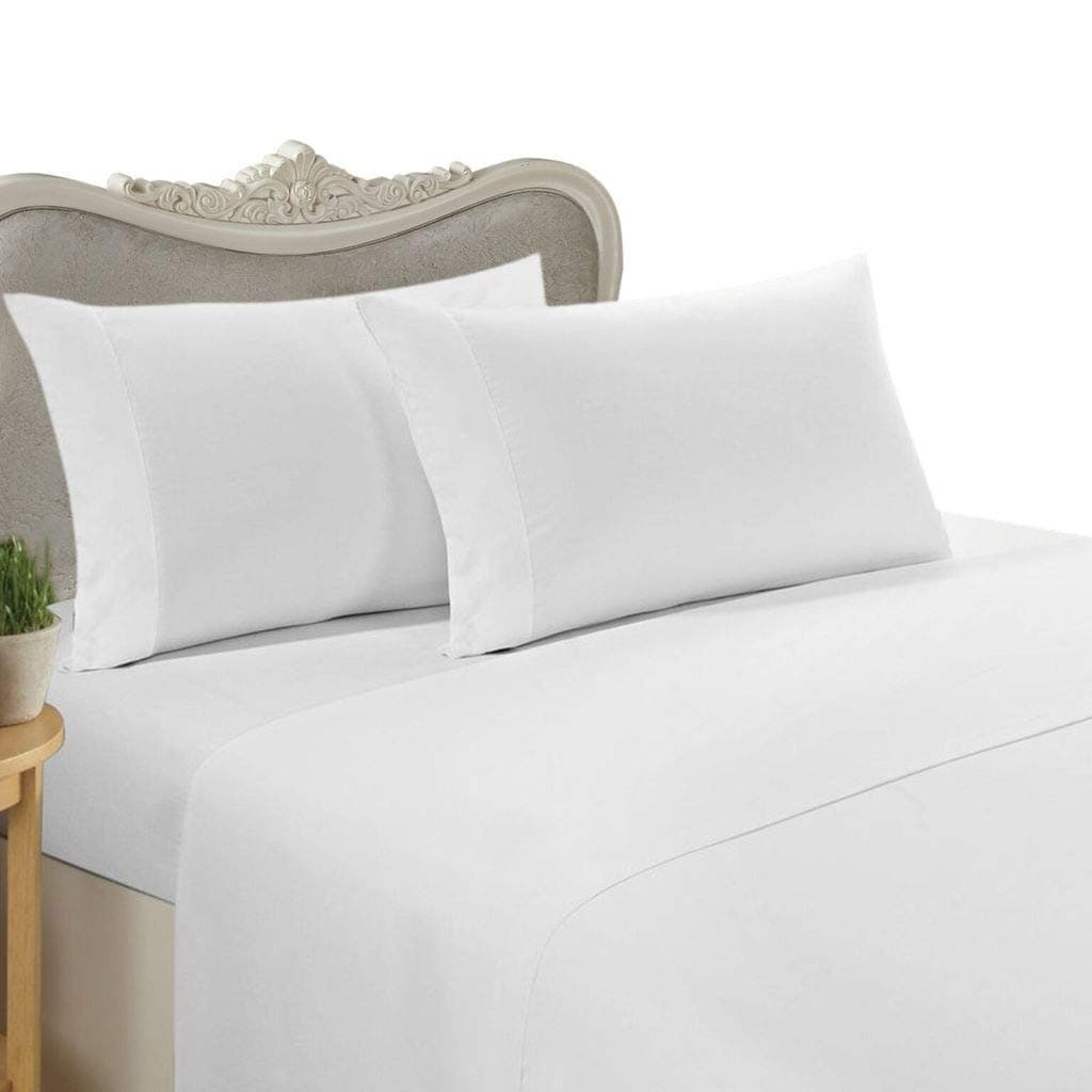 Luxurious 300 Thread Count Egyptian Cotton 300TC Twin Extra Long Sheet Set, Twin XL, White Solid 300 TC