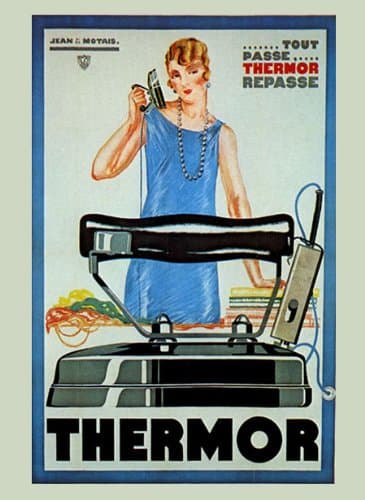 Fashion Lady Iron Ironing Clothes Thermor France French 16" X 22" Image Size Vintage Poster Reproduction