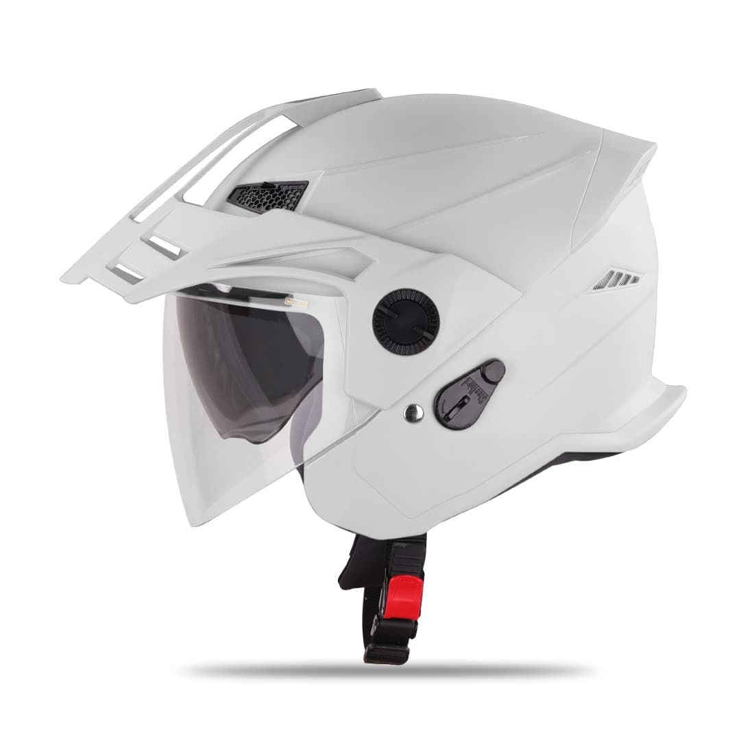 Steelbird SBH-23 GT Plus Open Face ISI Certified Helmet with Inner Sun Shield (Medium 580 MM, Dashing White)