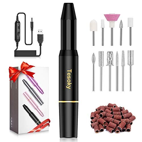 Upgraded Electric Nail Drill Bits Set, Professional Electric Nail File Machine for Acrylic Nails Gel Nails Kit, Portable Efile Nail Drill Manicure Pedicure Tools Best Gifts for Women Girls (Black)