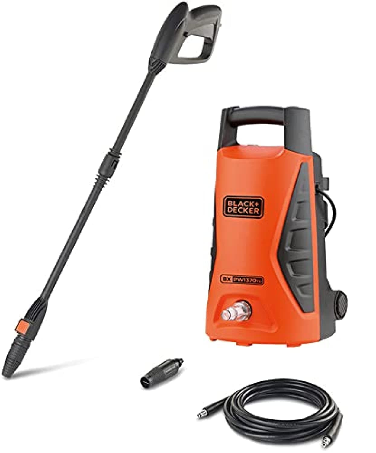 Black & Decker 1300W 100 Bar Electric Pressure Washer for Home, Garden & Cars, Orange/Black - PW1370TD-B5, 2 Years Warranty