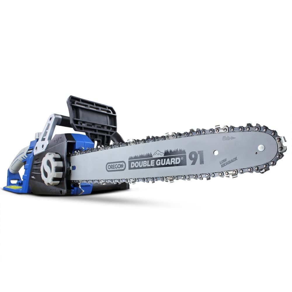 Hyundai Electric Chainsaw, 16'' / 40cm bar and Chain, 2400w / 2.4kW, 230V Two-Speed Motor, 12m Power Cable & 6.6kg Chainsaw with 3 Years Warranty